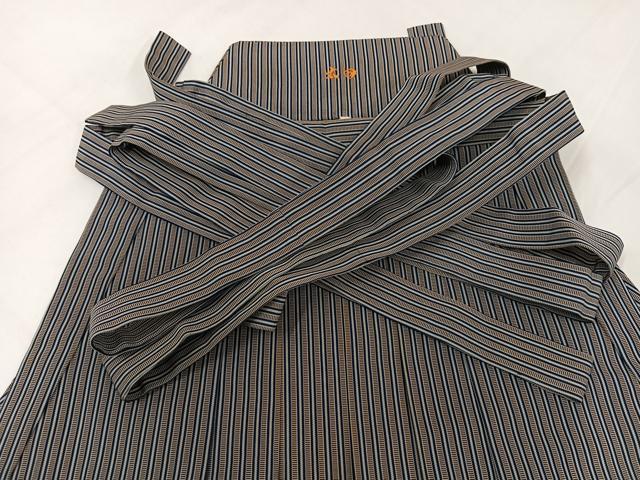 平和屋着物●男性　行灯袴　縞　正絹　逸品　AABH5355ph