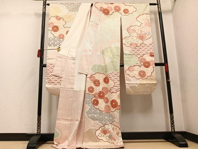 平和屋着物●豪華振袖　雲重ね吉祥花文　金彩　正絹　逸品　AABH5358ph