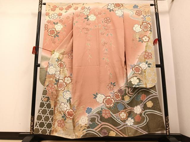 平和屋着物●豪華振袖　舞花文　暈し染め　金彩　松坂屋扱い　正絹　逸品　AABH5360ph