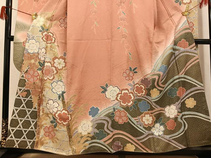 平和屋着物●豪華振袖　舞花文　暈し染め　金彩　松坂屋扱い　正絹　逸品　AABH5360ph