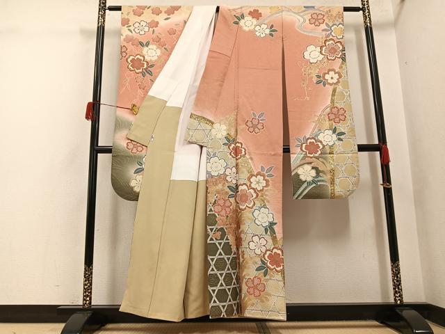 平和屋着物●豪華振袖　舞花文　暈し染め　金彩　松坂屋扱い　正絹　逸品　AABH5360ph