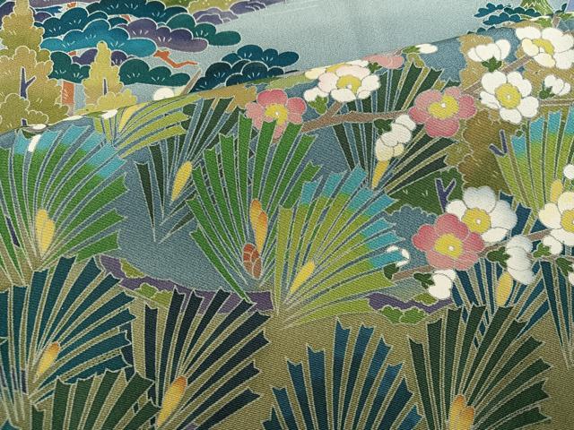 平和屋着物●訪問着　友禅　作家物　風景草花文　彩賀旅情　暈し染め　正絹　逸品　AABH5363ph