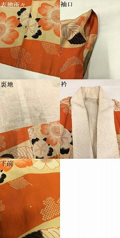平和屋着物●アンティーク　大正ロマン　長襦袢　袷　草花文　正絹　逸品　AABH5366ph 平和屋着物○アンティーク 大正ロマン 長襦袢 袷 草花文 正絹 逸品