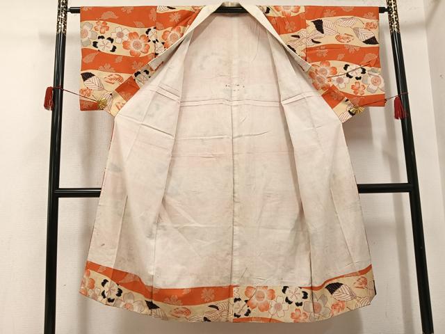 平和屋着物●アンティーク　大正ロマン　長襦袢　袷　草花文　正絹　逸品　AABH5366ph 平和屋着物○アンティーク 大正ロマン 長襦袢 袷 草花文 正絹 逸品