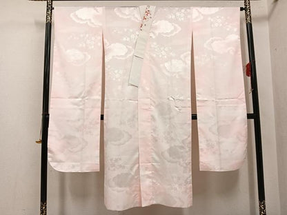 平和屋着物●振袖用長襦袢　無双仕立て　草花地紋　暈し染め　半衿刺繍　洗える着物　AABH5375ph