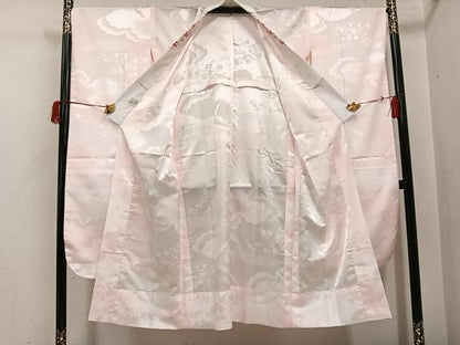 平和屋着物●振袖用長襦袢　無双仕立て　草花地紋　暈し染め　半衿刺繍　洗える着物　AABH5375ph