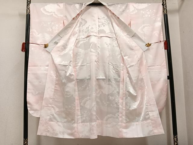 平和屋着物●振袖用長襦袢　無双仕立て　草花地紋　暈し染め　半衿刺繍　洗える着物　AABH5375ph