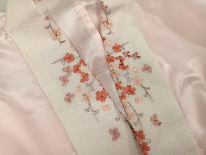 平和屋着物●振袖用長襦袢　無双仕立て　草花地紋　暈し染め　半衿刺繍　洗える着物　AABH5375ph