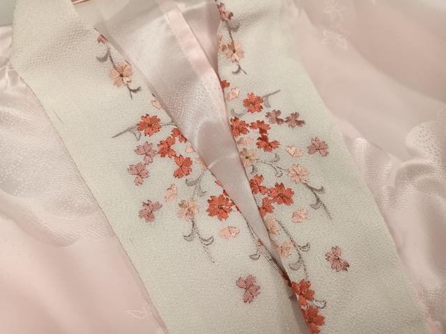 平和屋着物●振袖用長襦袢　無双仕立て　草花地紋　暈し染め　半衿刺繍　洗える着物　AABH5375ph