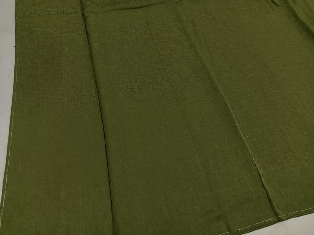 平和屋着物○上質な色無地 紋意匠 草色 さが美扱い 正絹 逸品 未