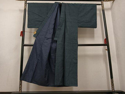 平和屋着物●男性　お召　アンサンブル　120亀甲　正絹　逸品　AABH5377ph