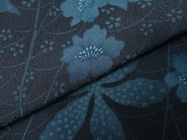 平和屋着物●上質な小紋　藍　草花文　正絹　逸品　AABH5380ph 平和屋着物○上質な小紋 藍 草花文 正絹 逸品 AABH5380ph - メルカリ