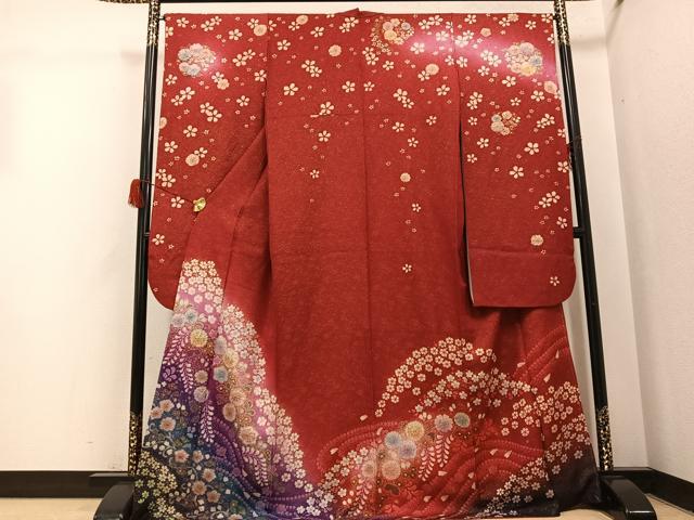 平和屋着物●豪華振袖　絞り　辻が花　暈し染め　金彩　金通し地　正絹　逸品　AABH5381ph