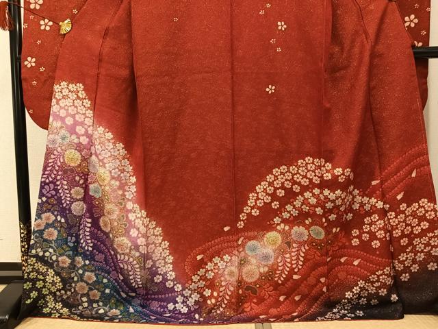 平和屋着物●豪華振袖　絞り　辻が花　暈し染め　金彩　金通し地　正絹　逸品　AABH5381ph