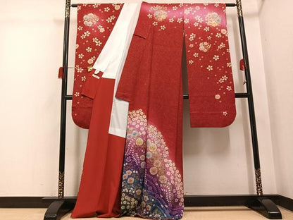 平和屋着物●豪華振袖　絞り　辻が花　暈し染め　金彩　金通し地　正絹　逸品　AABH5381ph