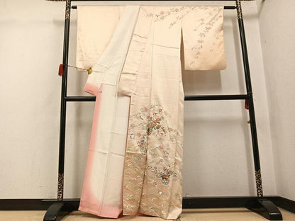 平和屋着物●訪問着　立波花籠文　暈し染め　金銀彩　鈴乃屋扱い　正絹　逸品　AABH5385ph
