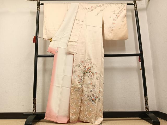 平和屋着物●訪問着　立波花籠文　暈し染め　金銀彩　鈴乃屋扱い　正絹　逸品　AABH5385ph