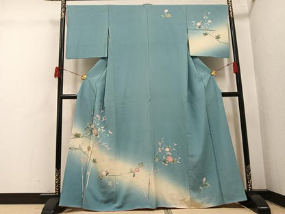 平和屋着物●訪問着　友禅　枝花文　暈し染め　正絹　逸品　AABH5387ph