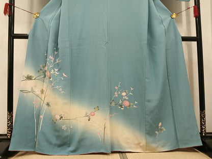 平和屋着物●訪問着　友禅　枝花文　暈し染め　正絹　逸品　AABH5387ph