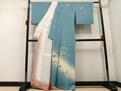 平和屋着物●訪問着　友禅　枝花文　暈し染め　正絹　逸品　AABH5387ph