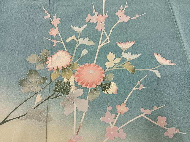 平和屋着物●訪問着　友禅　枝花文　暈し染め　正絹　逸品　AABH5387ph