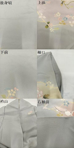 平和屋着物●訪問着　友禅　枝花文　暈し染め　正絹　逸品　AABH5388ph