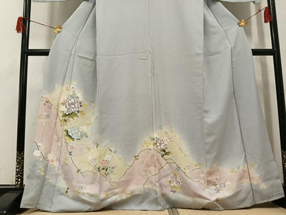 平和屋着物●訪問着　友禅　枝花文　暈し染め　正絹　逸品　AABH5388ph