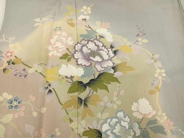 平和屋着物●訪問着　友禅　枝花文　暈し染め　正絹　逸品　AABH5388ph