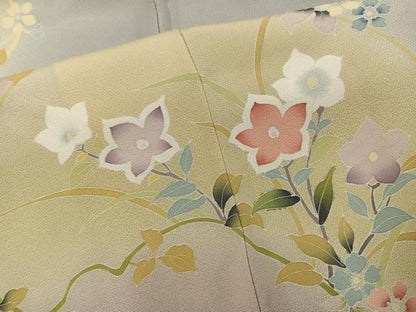 平和屋着物●訪問着　友禅　枝花文　暈し染め　正絹　逸品　AABH5388ph