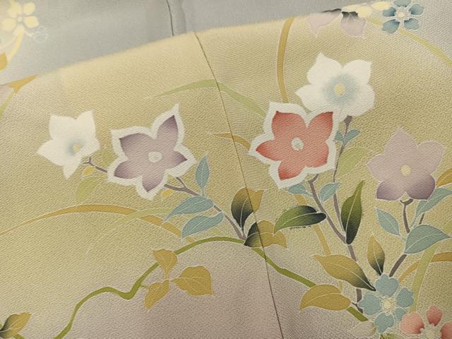 平和屋着物●訪問着　友禅　枝花文　暈し染め　正絹　逸品　AABH5388ph