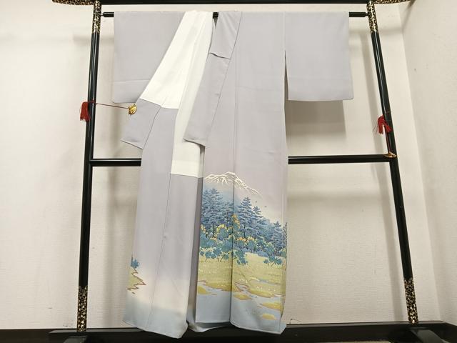 平和屋着物●本加賀友禅作家　浅野冨治男　色留袖　樹林文　暈し染め　正絹　逸品　AABH5390ph
