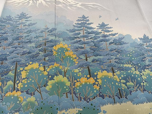 平和屋着物●本加賀友禅作家　浅野冨治男　色留袖　樹林文　暈し染め　正絹　逸品　AABH5390ph