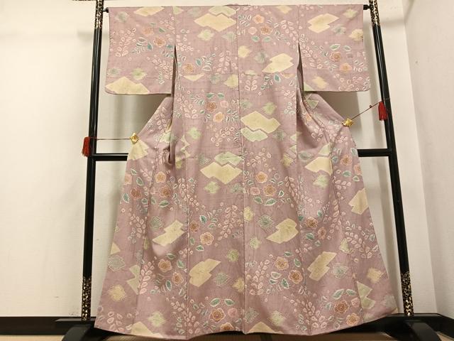 平和屋着物●上質な小紋　生紬　絞り　梅　金彩　正絹　逸品　AABH5392ph 平和屋着物○上質な小紋 生紬 絞り 梅 金彩 正絹 逸品 AABH5392ph
