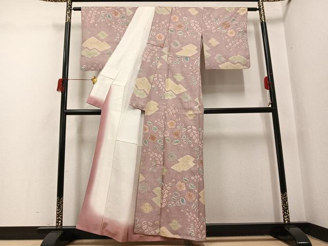 平和屋着物●上質な小紋　生紬　絞り　梅　金彩　正絹　逸品　AABH5392ph 平和屋着物○上質な小紋 生紬 絞り 梅 金彩 正絹 逸品 AABH5392ph
