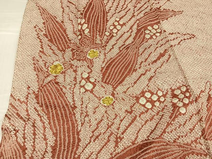 平和屋着物●訪問着　駒刺繍　絞り　草花文　正絹　逸品　AABH5397ph