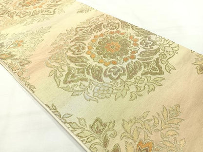 平和屋着物◎六通柄袋帯　正倉院花文　金糸　正絹　逸品　AABH5408uk