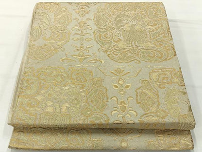 平和屋着物◎六通柄京袋帯 飾花文 金糸 正絹 逸品 AABH5415uk