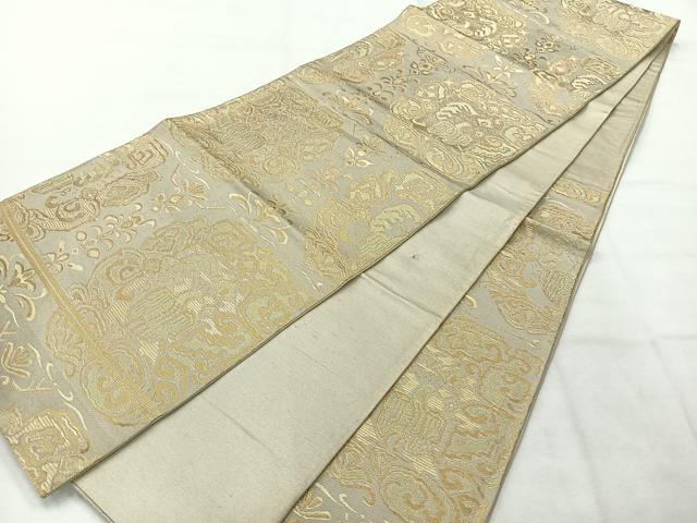 平和屋着物◎六通柄京袋帯 飾花文 金糸 正絹 逸品 AABH5415uk
