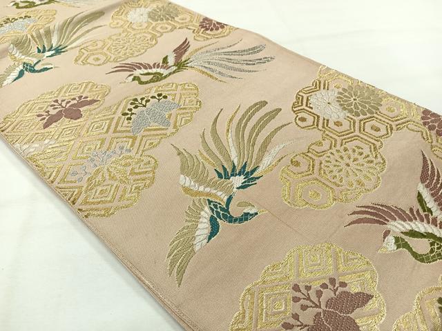平和屋着物◎六通柄袋帯 唐織 鳳凰花文 金銀糸 正絹 逸品 AABH5419uk