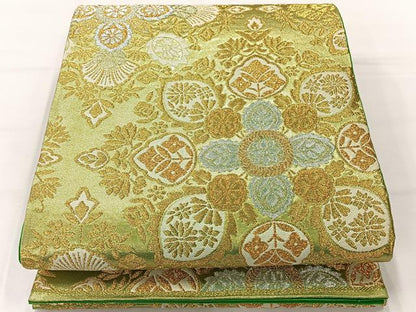 平和屋着物◎六通柄袋帯 唐織 草花文 金銀糸 正絹 逸品 AABH5421uk