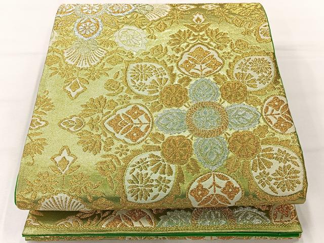 平和屋着物◎六通柄袋帯 唐織 草花文 金銀糸 正絹 逸品 AABH5421uk