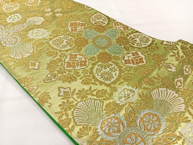 平和屋着物◎六通柄袋帯 唐織 草花文 金銀糸 正絹 逸品 AABH5421uk