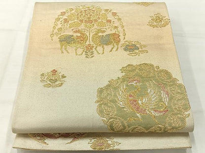 平和屋着物◎六通柄袋帯 鳥獣花文 金銀糸 正絹 逸品 AABH5422uk