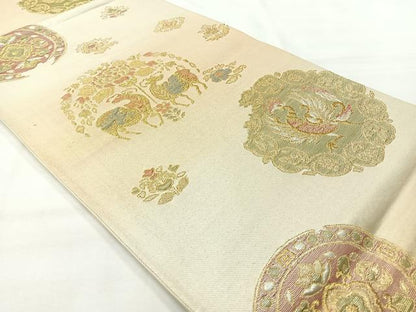 平和屋着物◎六通柄袋帯 鳥獣花文 金銀糸 正絹 逸品 AABH5422uk