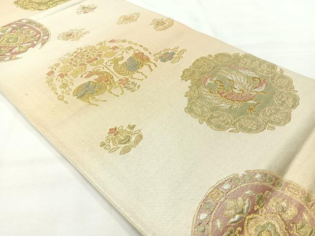 平和屋着物◎六通柄袋帯 鳥獣花文 金銀糸 正絹 逸品 AABH5422uk