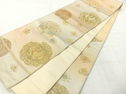 平和屋着物◎六通柄袋帯 鳥獣花文 金銀糸 正絹 逸品 AABH5422uk