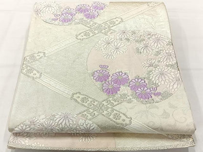 平和屋着物◎六通柄袋帯　唐織　花丸文　銀糸　正絹　逸品　AABH5443uk