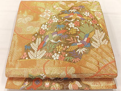 平和屋着物◎六通柄袋帯 唐織 飛鶴宝尽くし 金糸 正絹 逸品 AABH5451uk