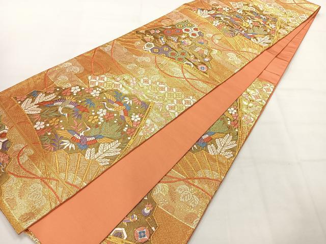 平和屋着物◎六通柄袋帯 唐織 飛鶴宝尽くし 金糸 正絹 逸品 AABH5451uk