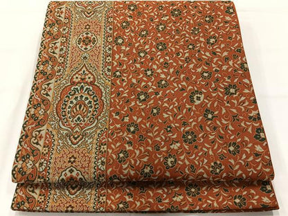 平和屋着物◎六通柄袋帯 更紗花文 正絹 逸品 AABH5458uk